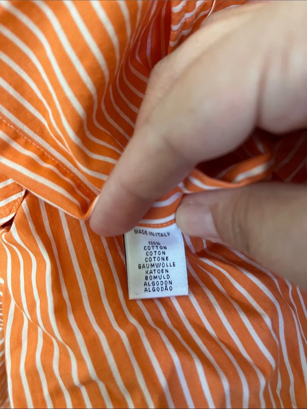 Ralph Lauren Orange Cotton Striped Button Down Men’s Size XL